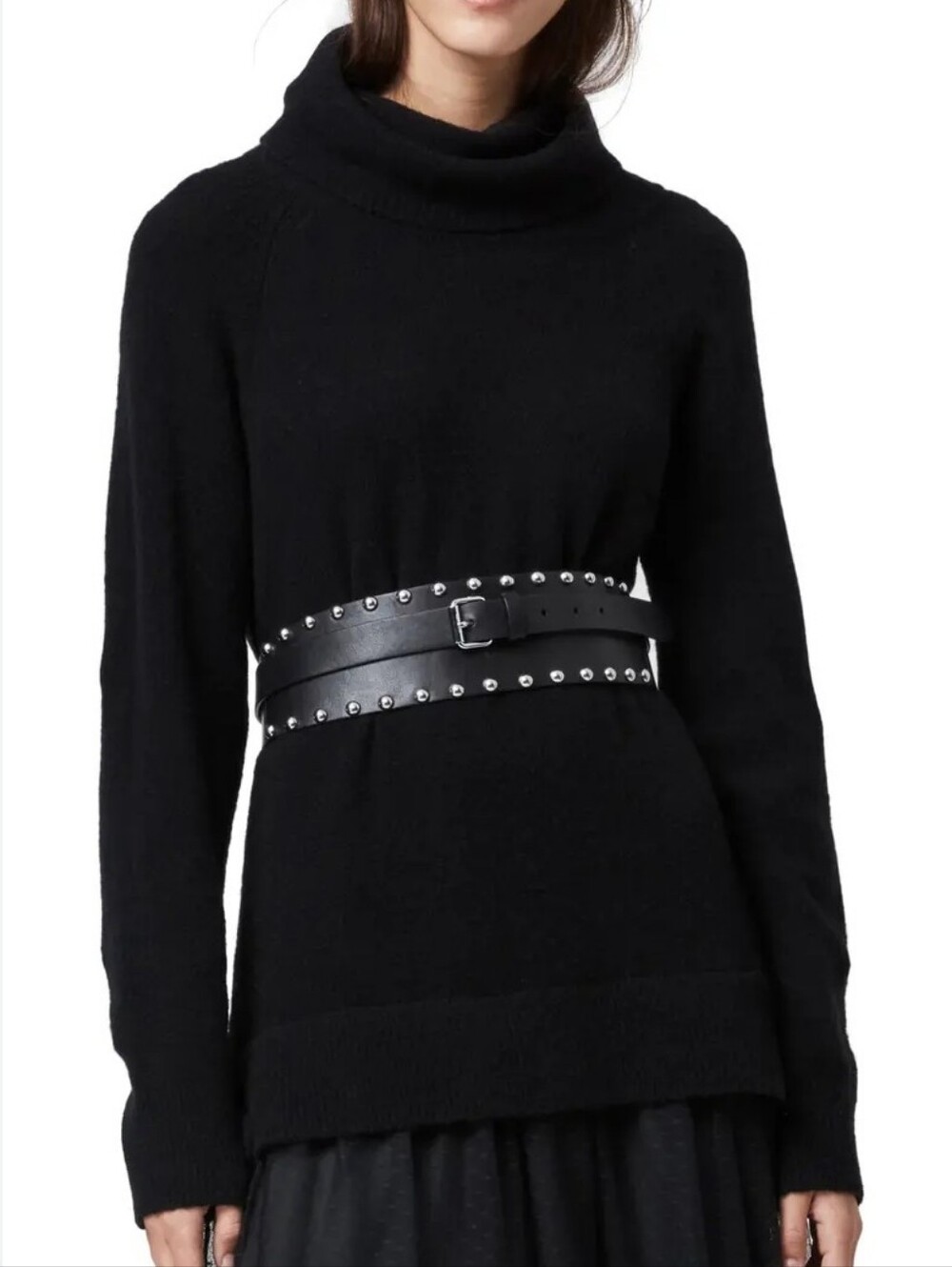 NWT 🆕 AllSaints Double Wrap Studded Edge Leather Belt, L/XL
